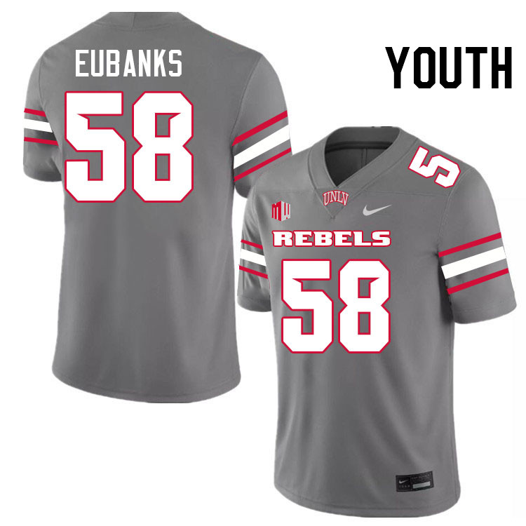 Youth #58 Jordan Eubanks UNLV Rebels College Football Jerseys Stitched-Grey